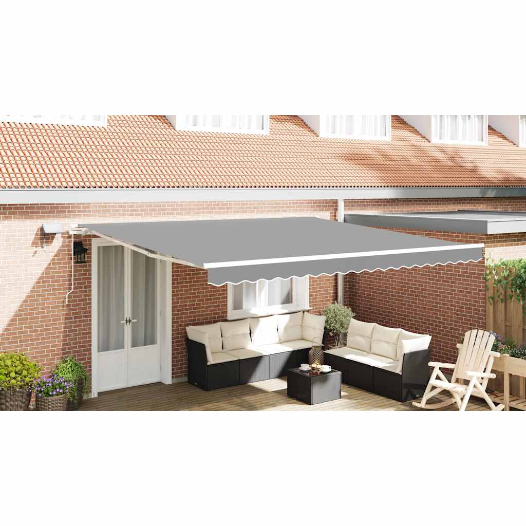 Awning Frame with LED Strip Lights White 500 x 350 cm Aluminium