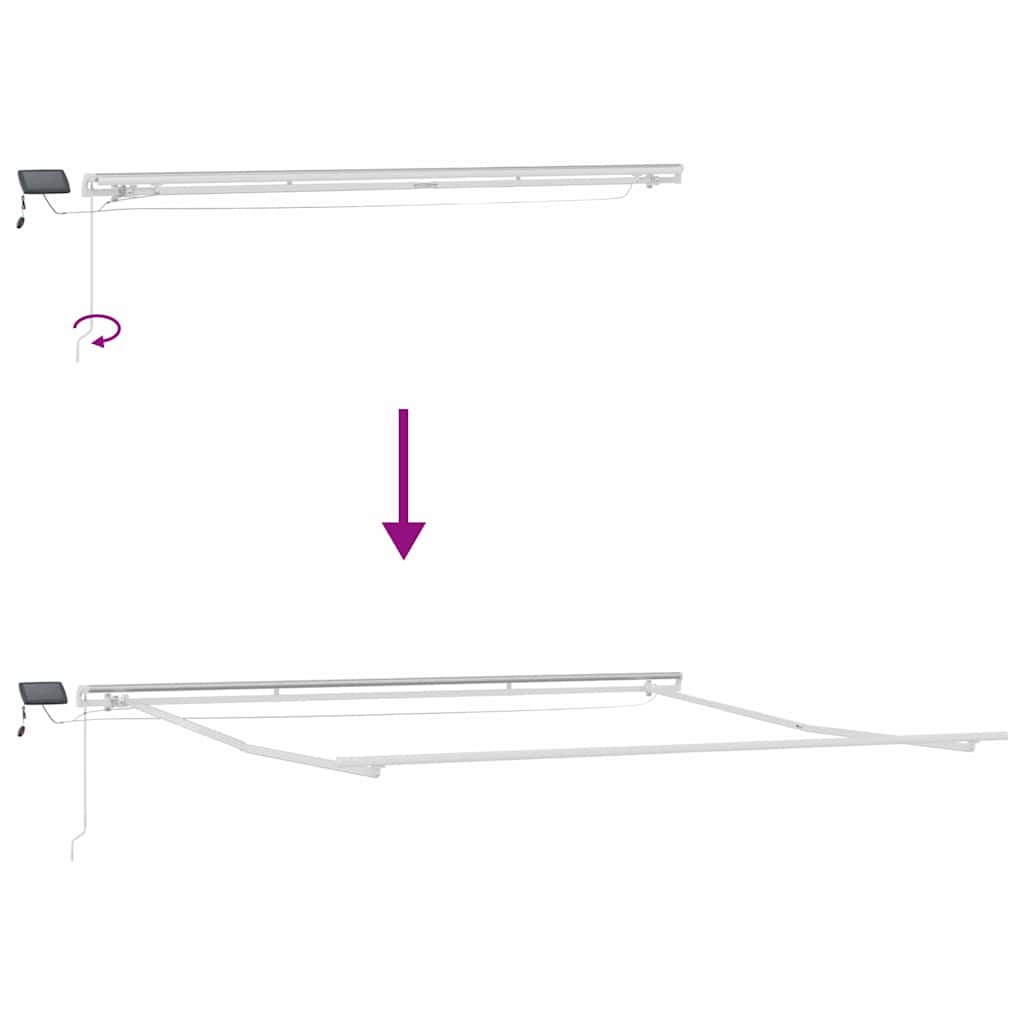 Awning Frame with LED Strip Lights White 500 x 350 cm Aluminium