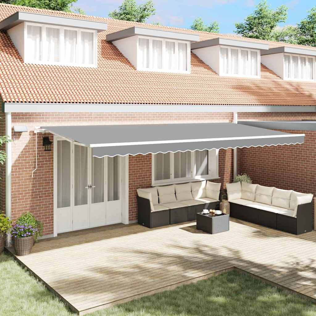 Awning Frame with LED Strip Lights White 600 x 350 cm Aluminium