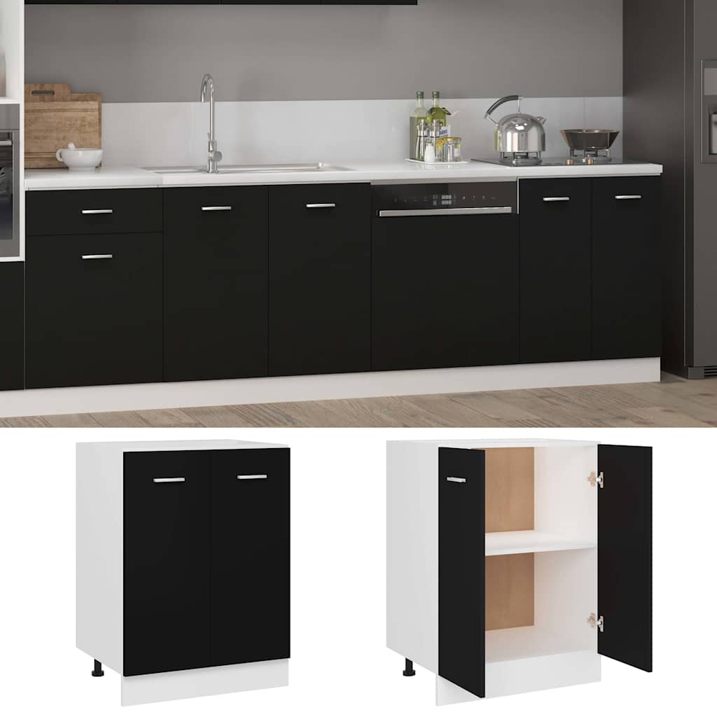 Bottom Cabinet Black 60x46x81.5 cm Engineered Wood