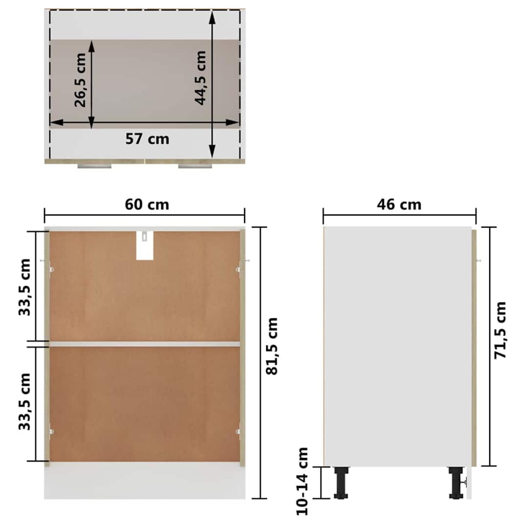 801191 vidaXL Bottom Cabinet "Lyon" Sonoma Oak 60x46x81,5 cm Engineered Wood
