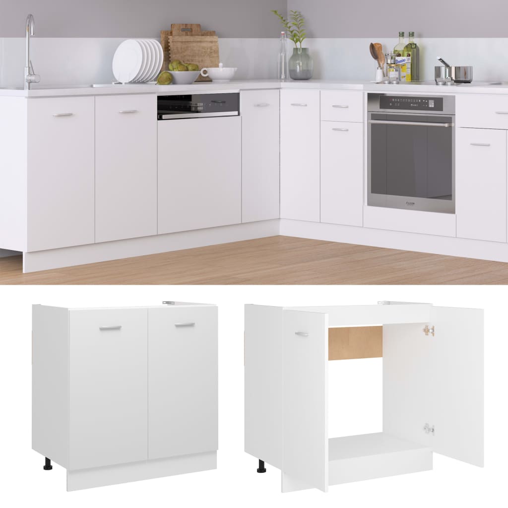 vidaXL Sink Bottom Cabinet White 80x46x81.5 cm Engineered Wood