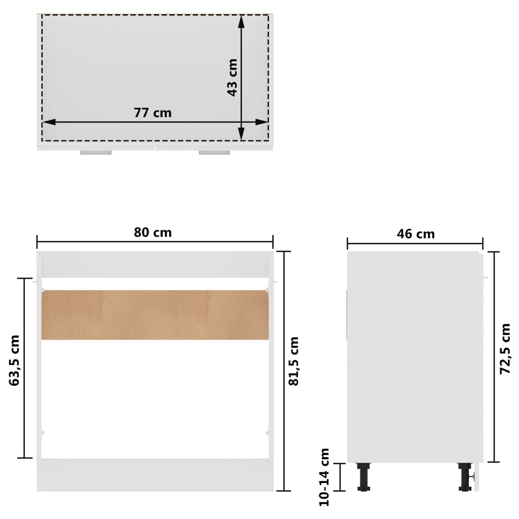 vidaXL Sink Bottom Cabinet White 80x46x81.5 cm Engineered Wood