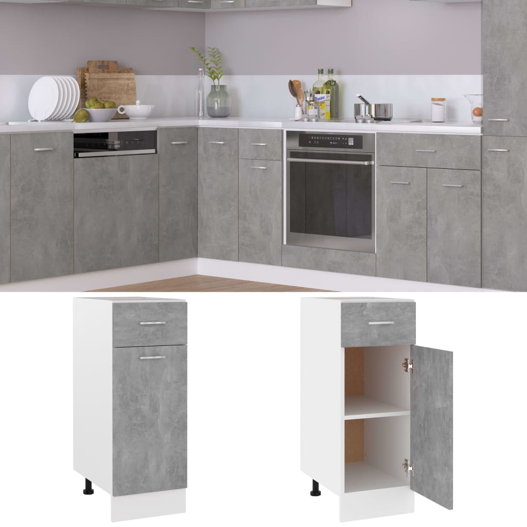 Drawer Bottom Cabinet Lyon Concrete Grey 30x46x81.5 cm Engineered Wood