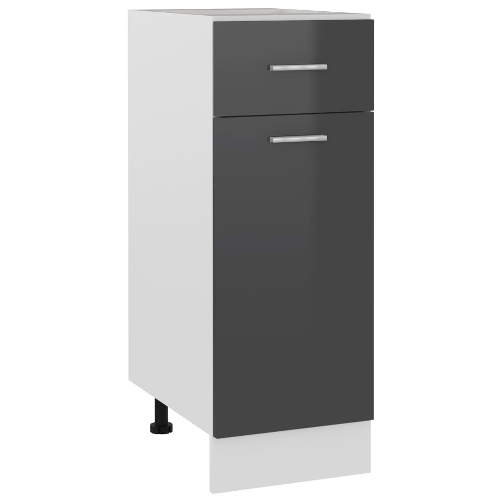 vidaXL Drawer Bottom Cabinet High Gloss Grey 30x46x81.5 cm Engineered Wood