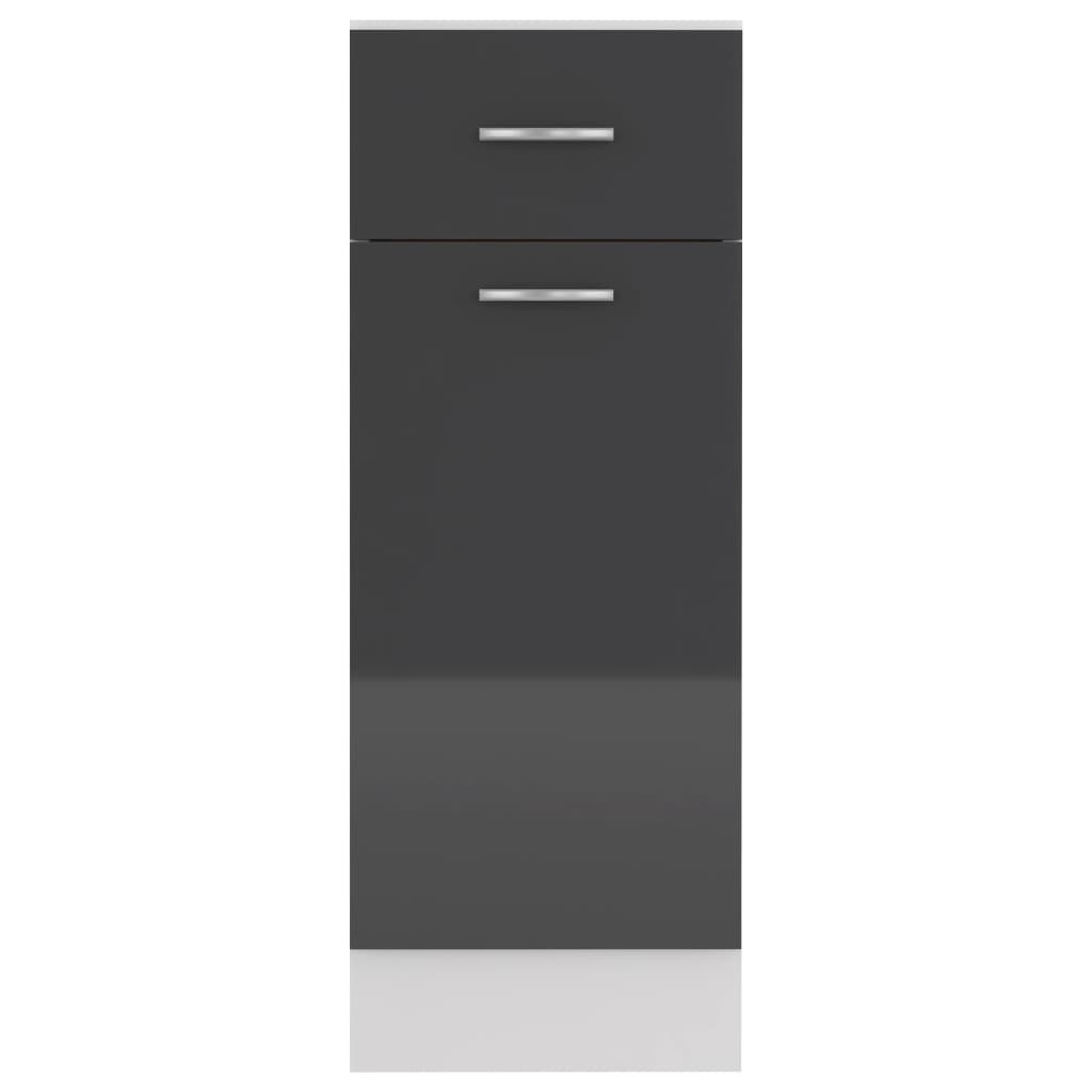 vidaXL Drawer Bottom Cabinet High Gloss Grey 30x46x81.5 cm Engineered Wood