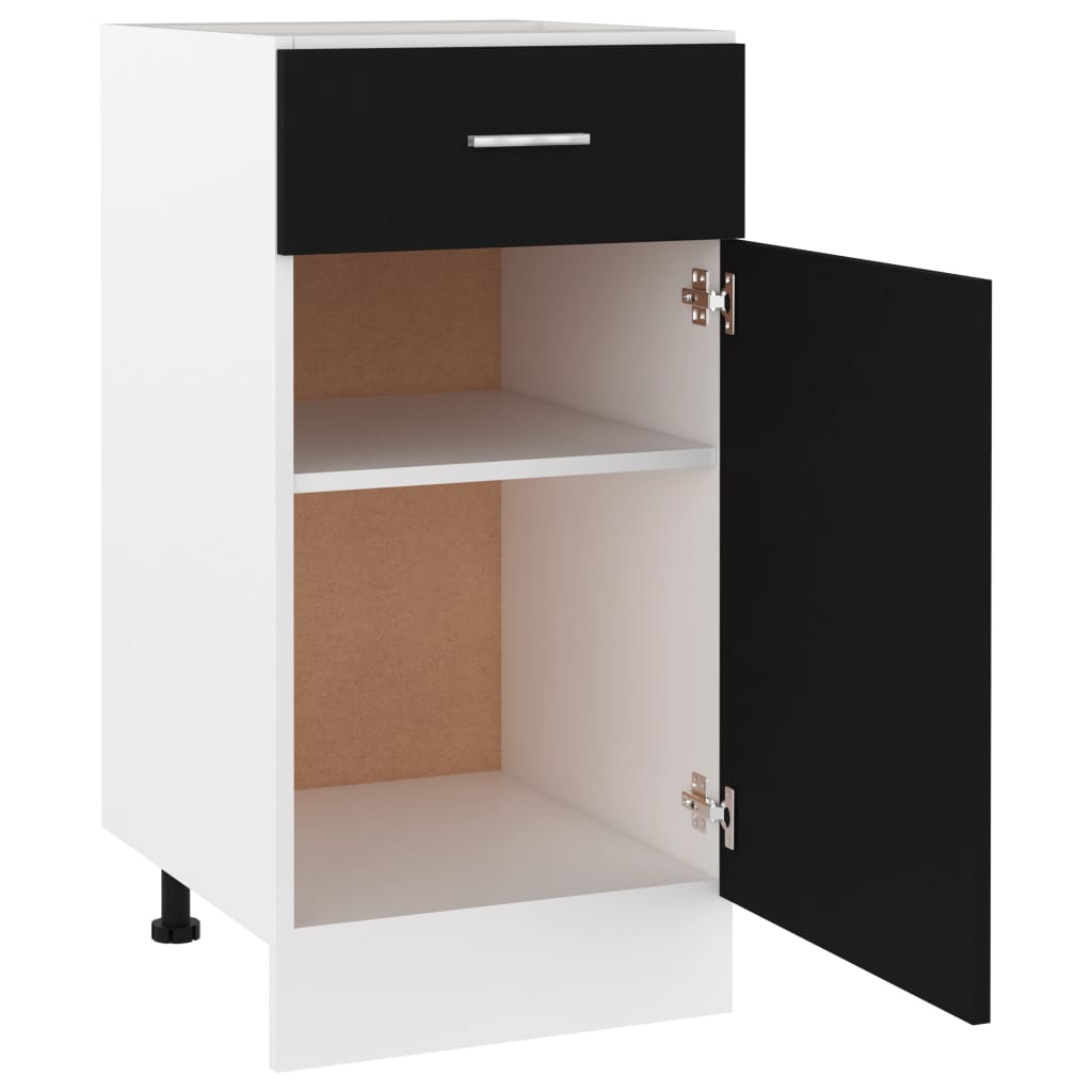 vidaXL Drawer Bottom Cabinet Black 40x46x81.5 cm Engineered Wood