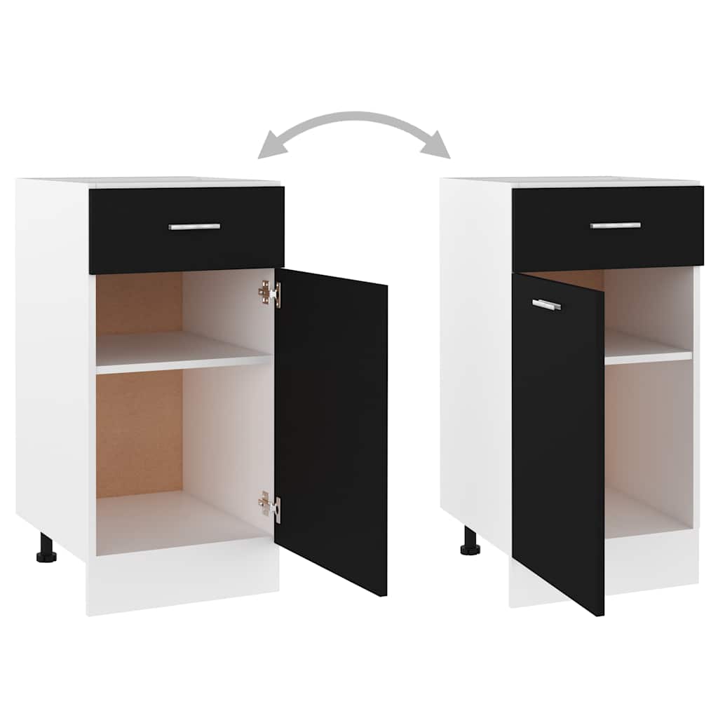 801213 vidaXL Drawer Bottom Cabinet "Lyon" Black 40x46x81,5 cm Engineered Wood