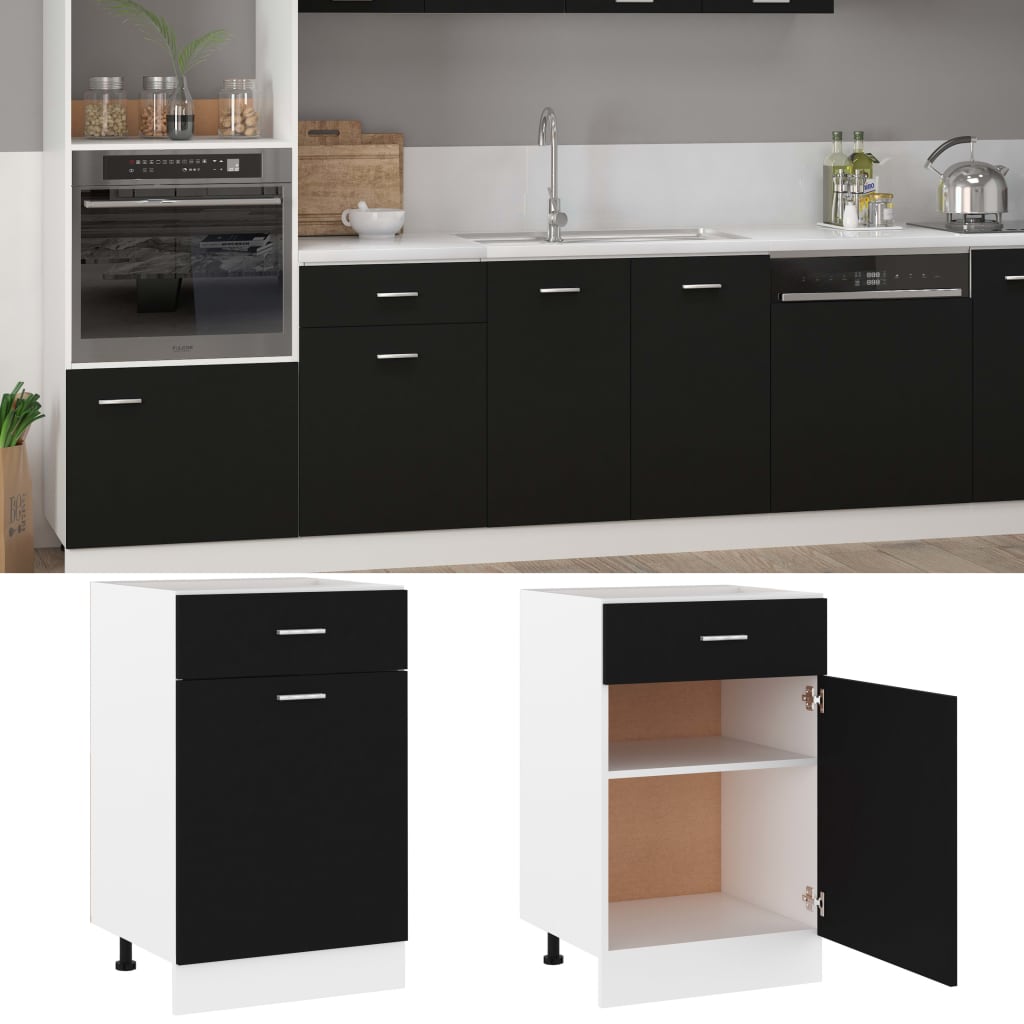 Drawer Bottom Cabinet | Black | Engineered wood | 50 x 46 x 81.5 cm
