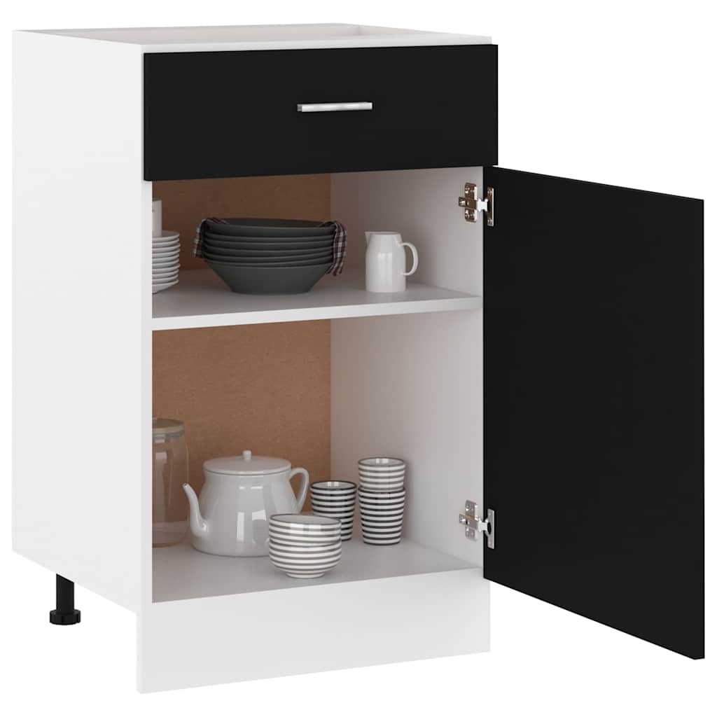 801221 vidaXL Drawer Bottom Cabinet "Lyon" Black 50x46x81,5 cm Engineered Wood