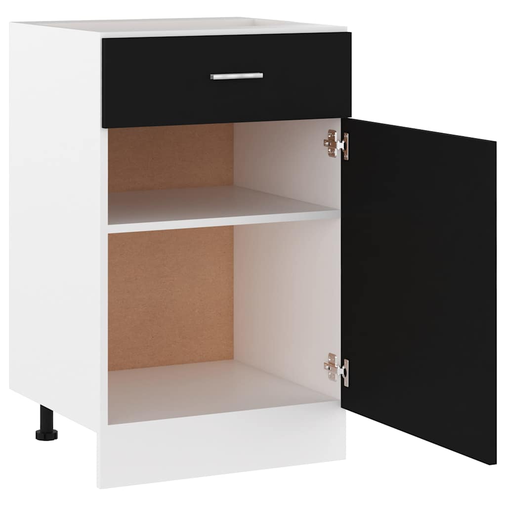 801221 vidaXL Drawer Bottom Cabinet "Lyon" Black 50x46x81,5 cm Engineered Wood