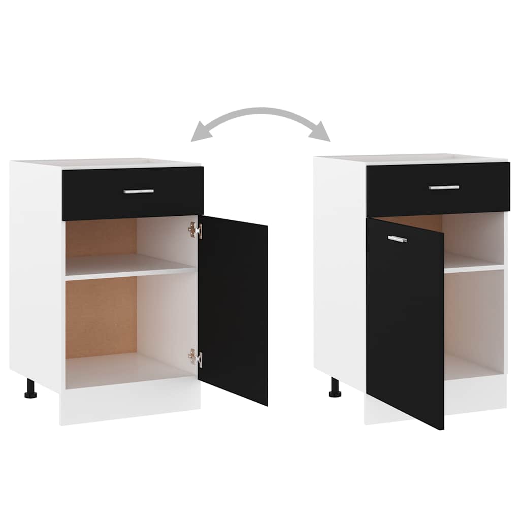 801221 vidaXL Drawer Bottom Cabinet "Lyon" Black 50x46x81,5 cm Engineered Wood