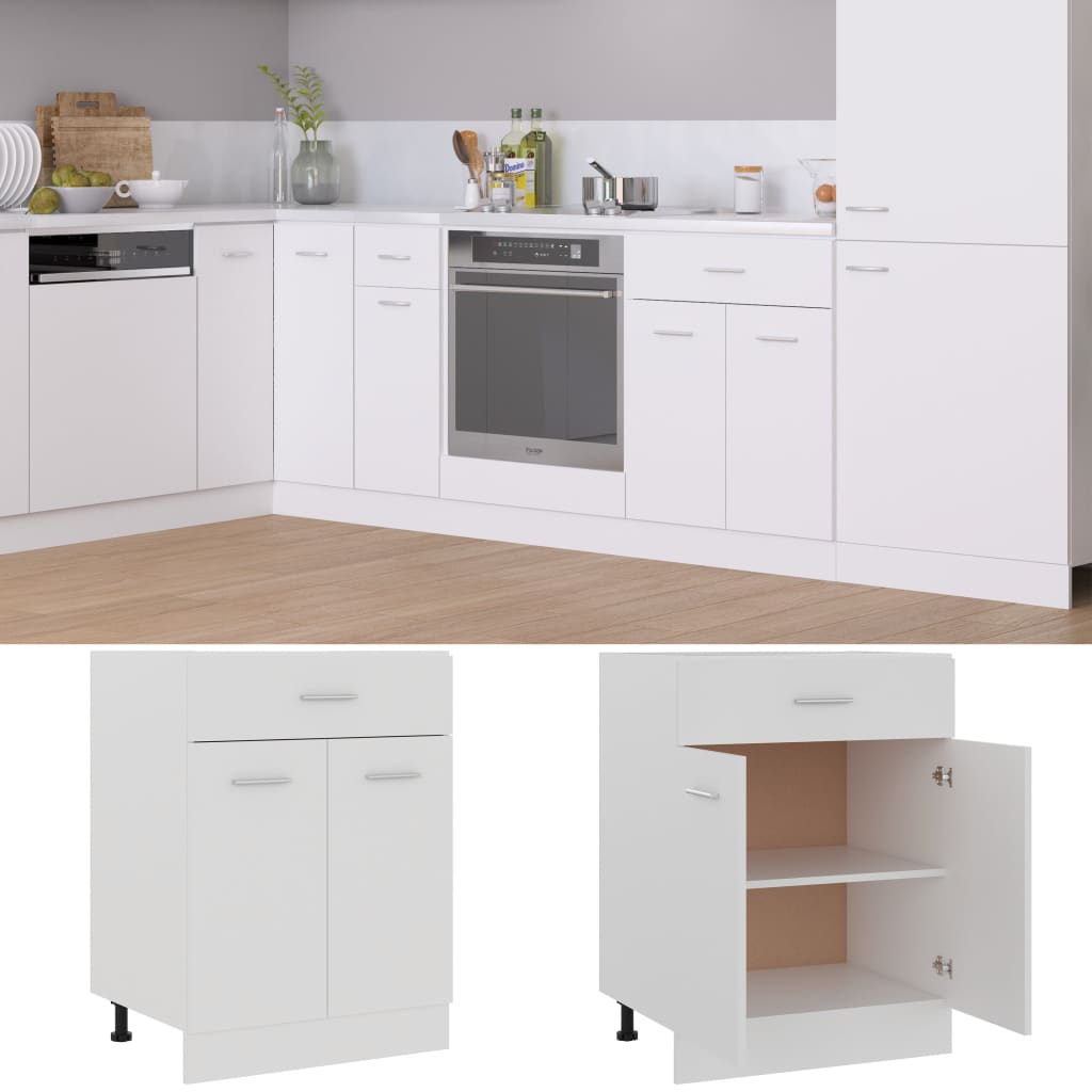 vidaXL Drawer Bottom Cabinet White 60x46x81.5 cm Engineered Wood