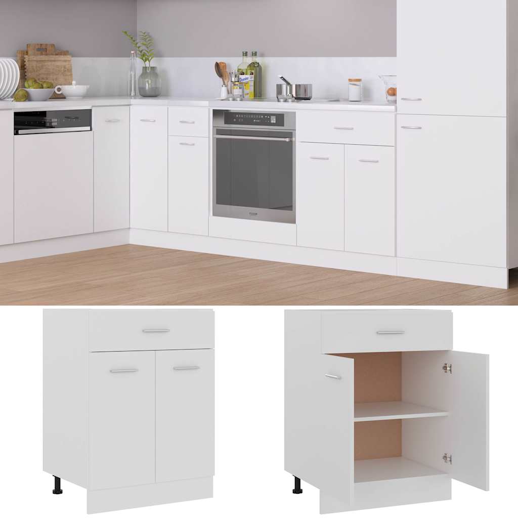 801228 vidaXL Drawer Bottom Cabinet "Lyon" White 60x46x81,5 cm Engineered Wood