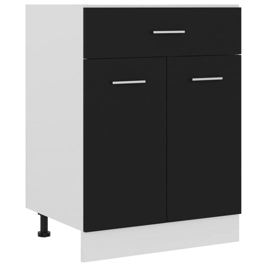 vidaXL Drawer Bottom Cabinet Black 60x46x81.5 cm Engineered Wood