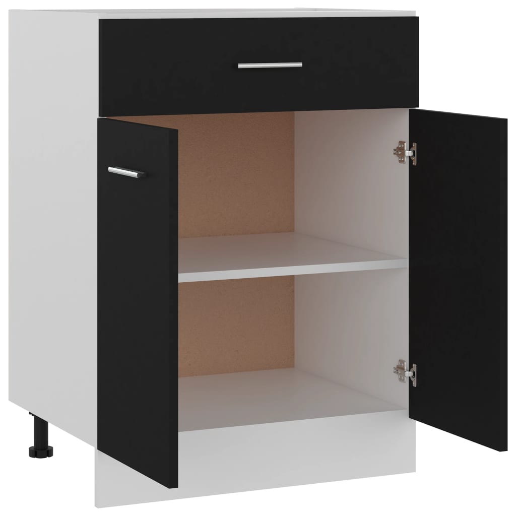 vidaXL Drawer Bottom Cabinet Black 60x46x81.5 cm Engineered Wood