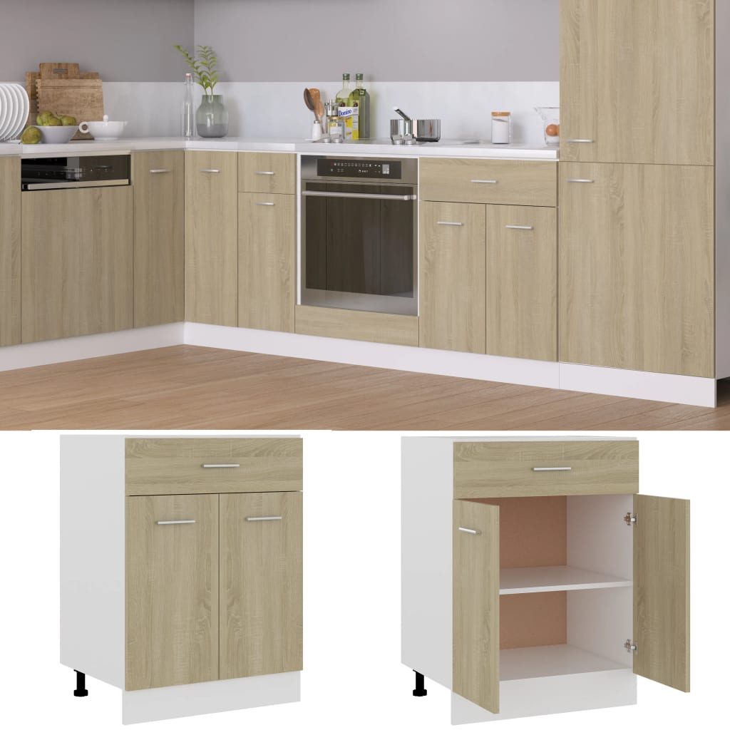 vidaXL Drawer Bottom Cabinet Sonoma Oak 60x46x81.5 cm Engineered Wood