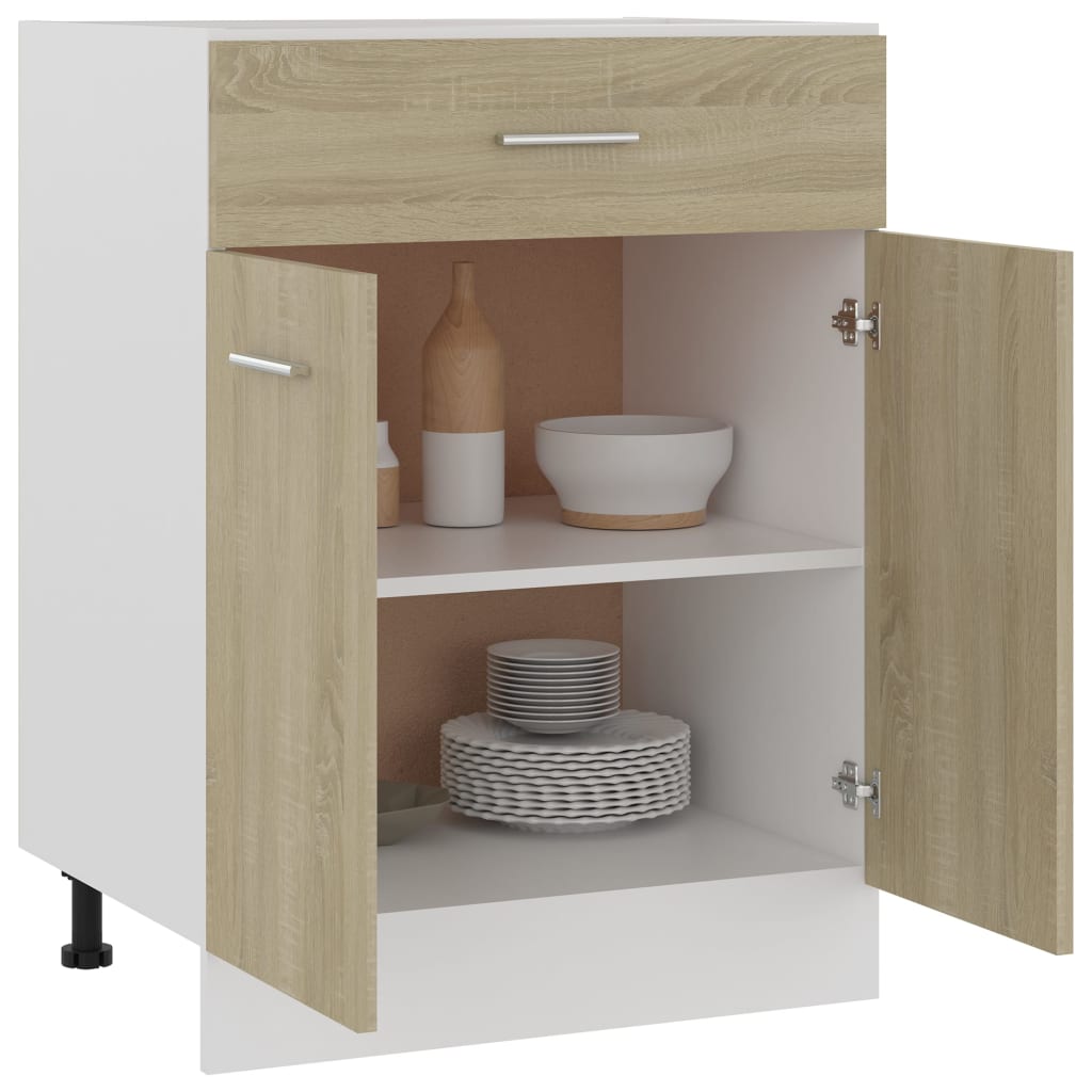 vidaXL Drawer Bottom Cabinet Sonoma Oak 60x46x81.5 cm Engineered Wood