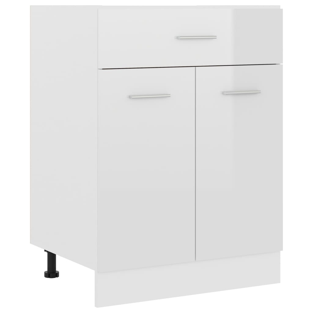 vidaXL Drawer Bottom Cabinet High Gloss White 60x46x81.5 cm Engineered Wood