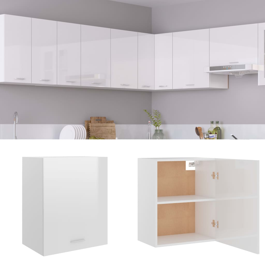 vidaXL Hanging Cabinet High Gloss White 50x31x60 cm Engineered Wood