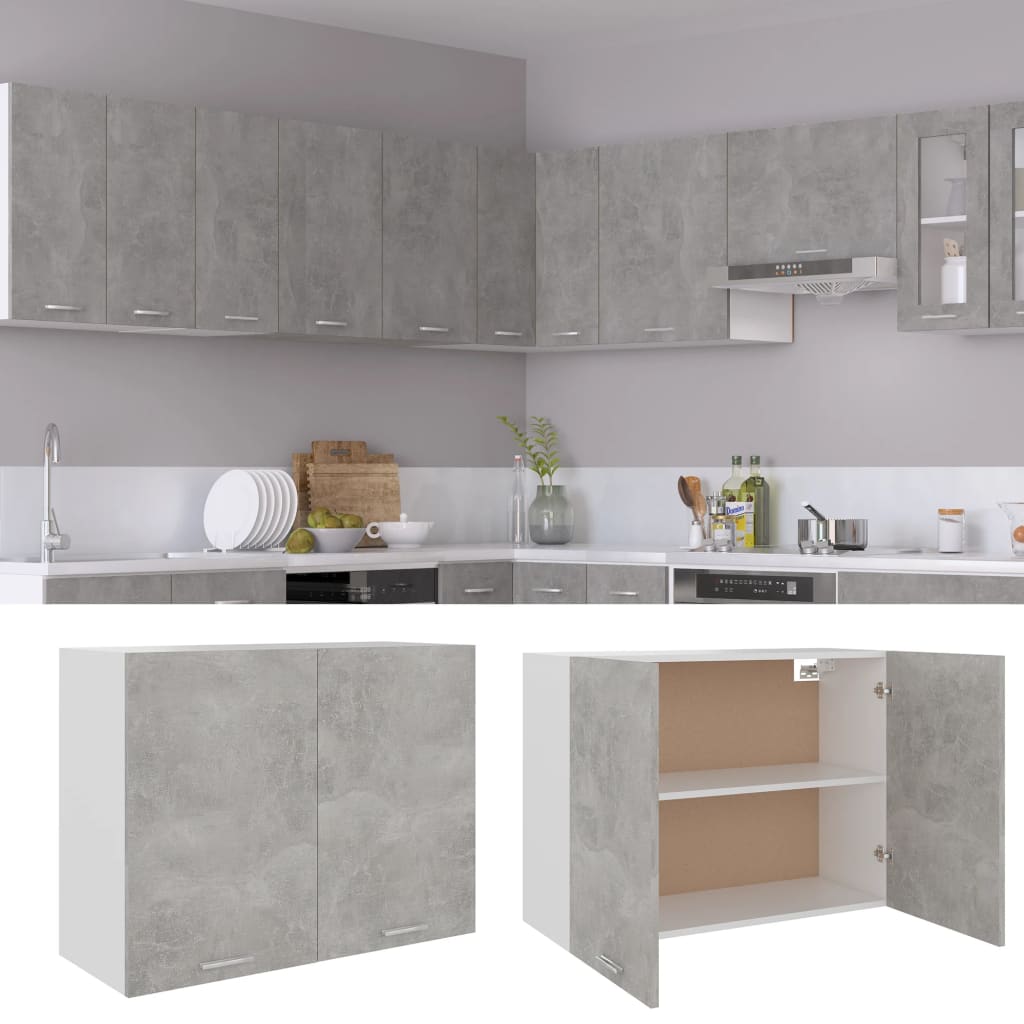 vidaXL Hanging Cabinet Concrete Grey 80x31x60 cm Engineered Wood