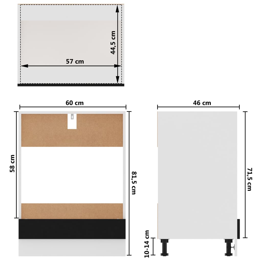 vidaXL Oven Cabinet Black 60x46x81.5 cm Engineered Wood