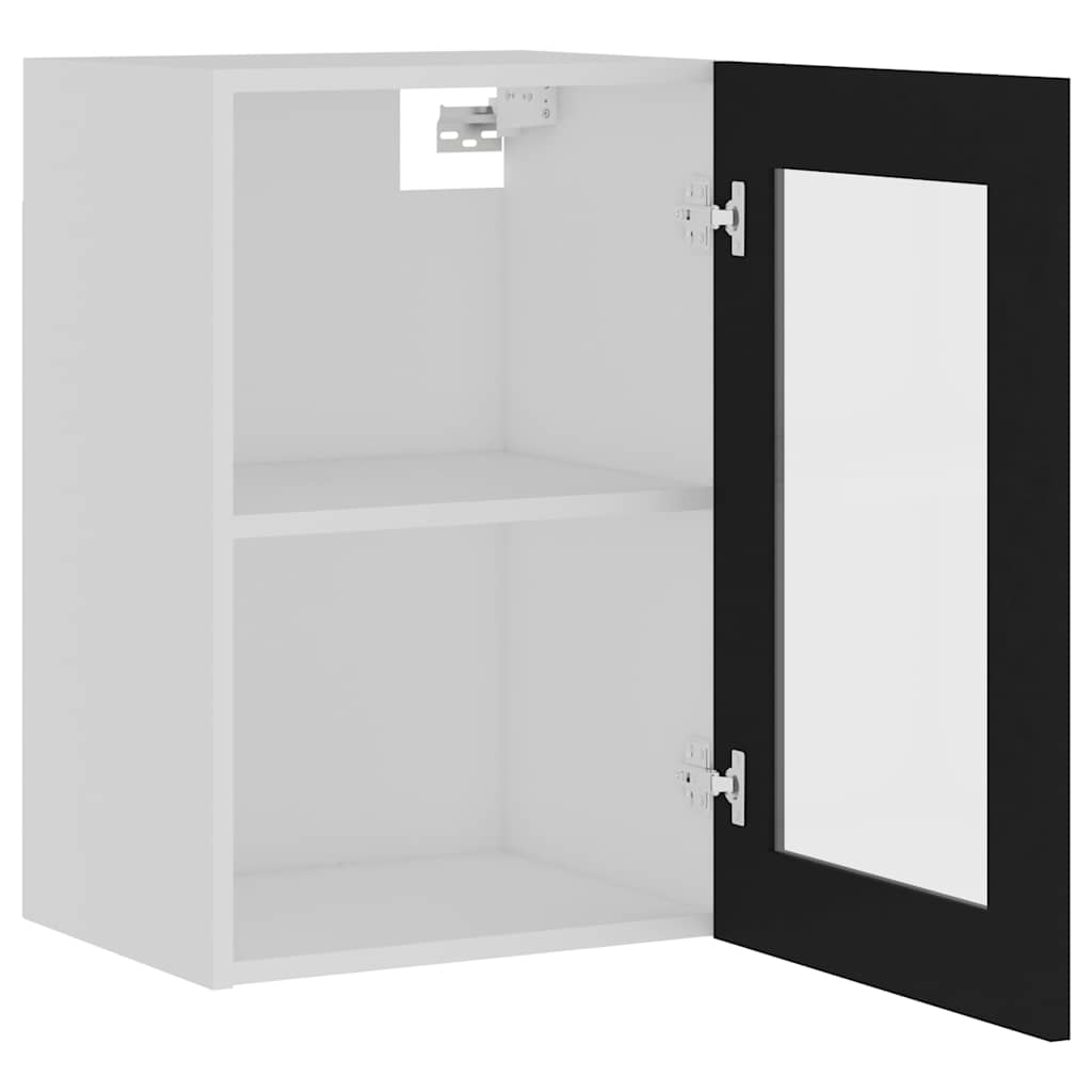 802506 vidaXL Hanging Glass Cabinet "Lyon" Black 40x31x60 cm Engineered Wood