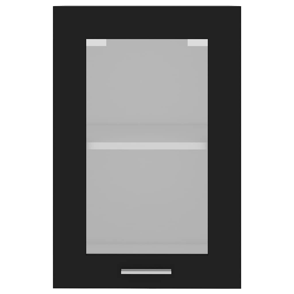 802506 vidaXL Hanging Glass Cabinet "Lyon" Black 40x31x60 cm Engineered Wood
