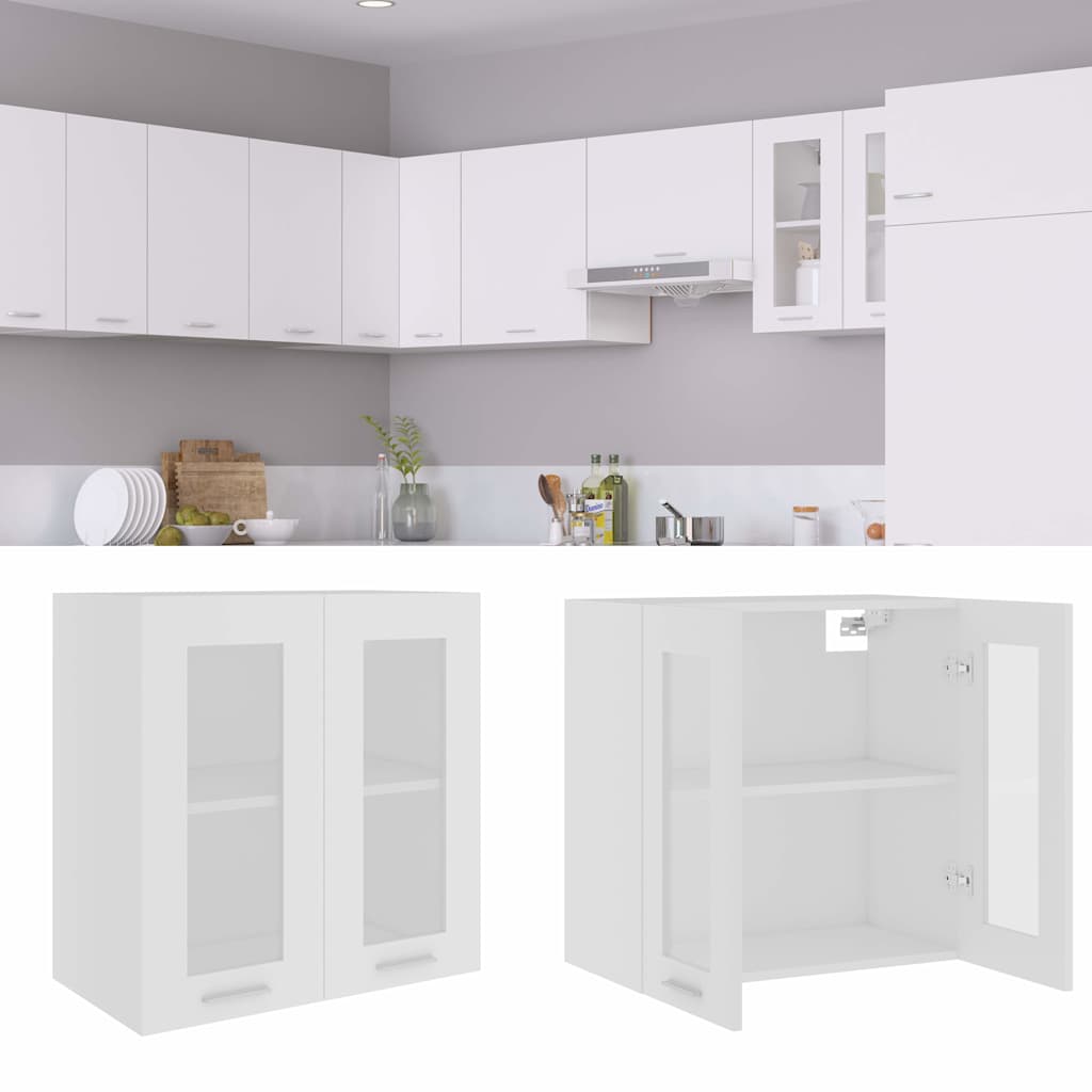 802521 vidaXL Hanging Glass Cabinet "Lyon" White 60x31x60 cm Engineered Wood