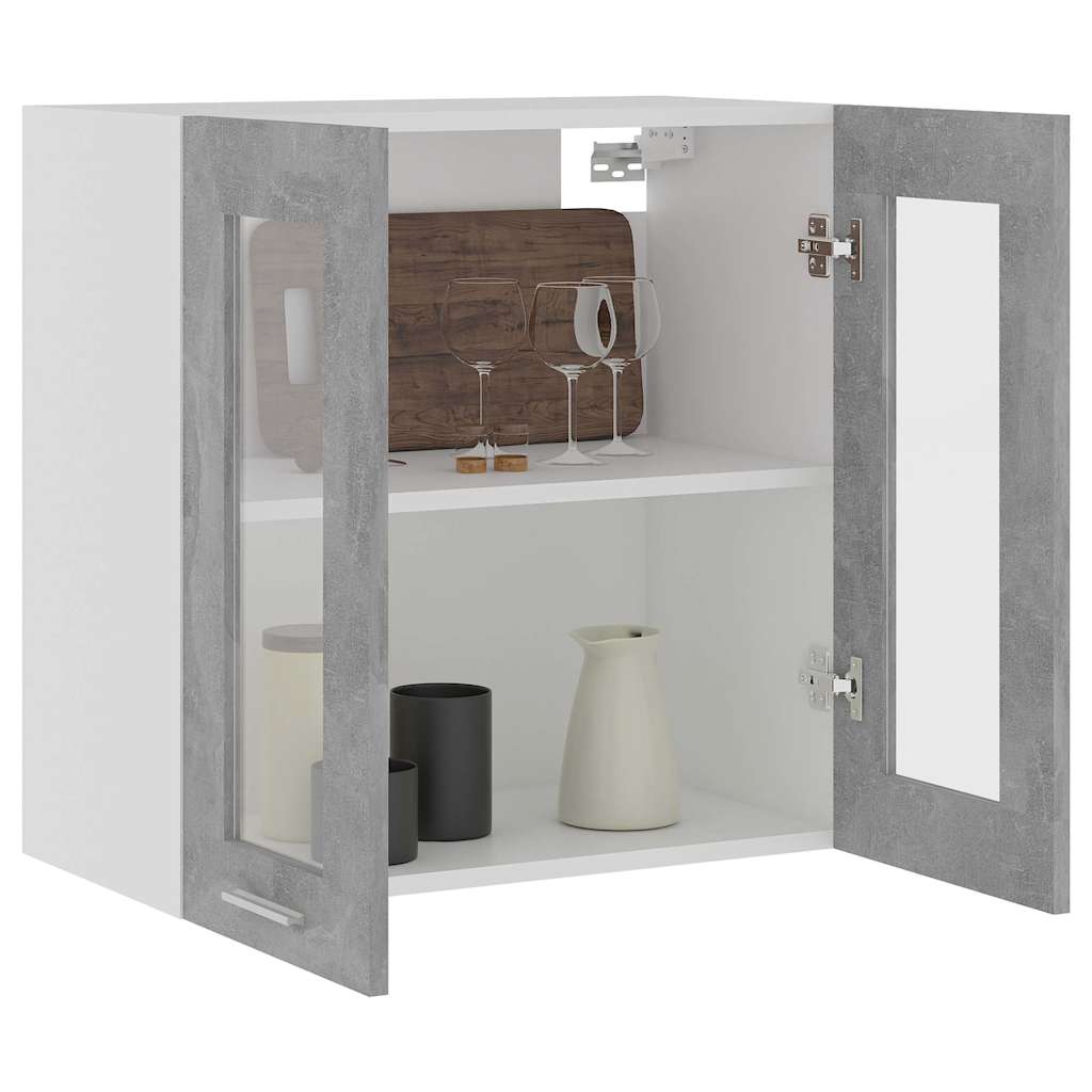 Hanging Glass Cabinet "Lyon" Concrete Grey 60x31x60 cm