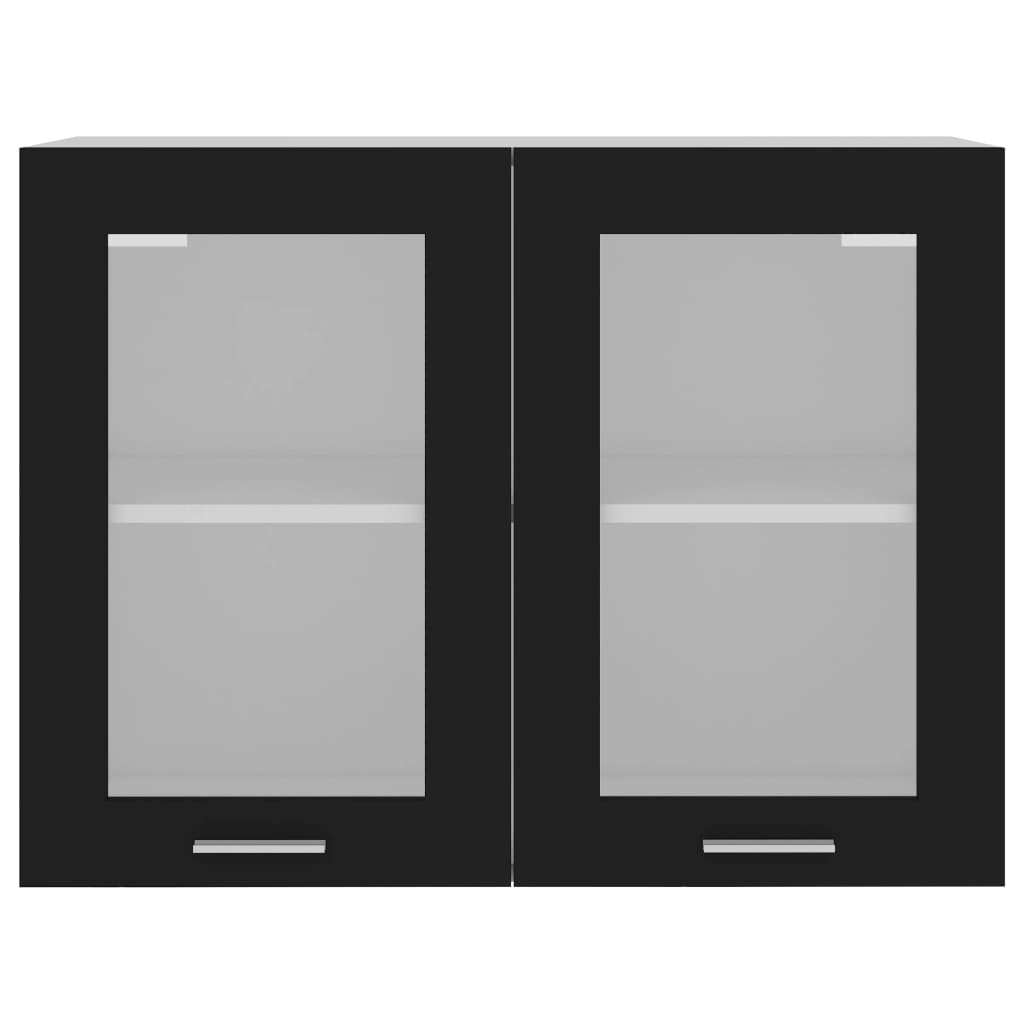 vidaXL Hanging Glass Cabinet Black 80x31x60 cm Engineered Wood