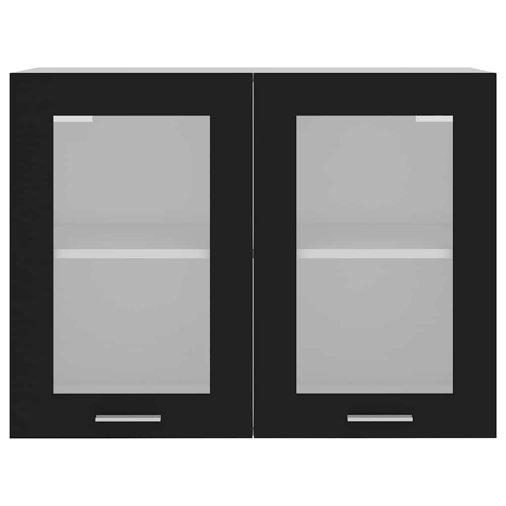 802530 vidaXL Hanging Glass Cabinet "Lyon" Black 80x31x60 cm Engineered Wood