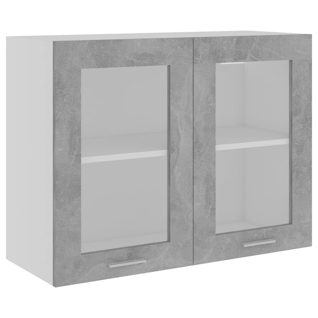 vidaXL Hanging Glass Cabinet Concrete Grey 80x31x60 cm Engineered Wood