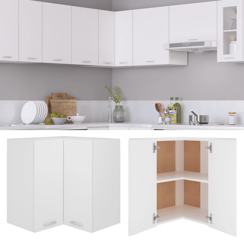 vidaXL Hanging Corner Cabinet White 57x57x60 cm Engineered Wood