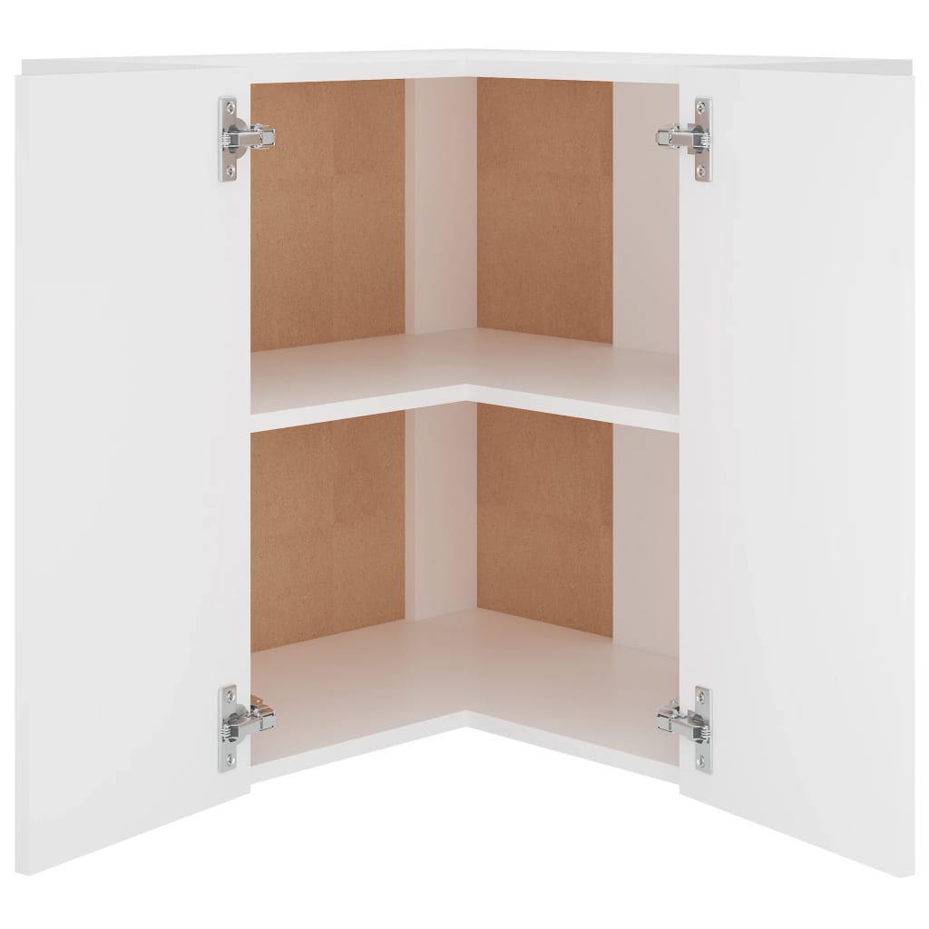 vidaXL Hanging Corner Cabinet White 57x57x60 cm Engineered Wood