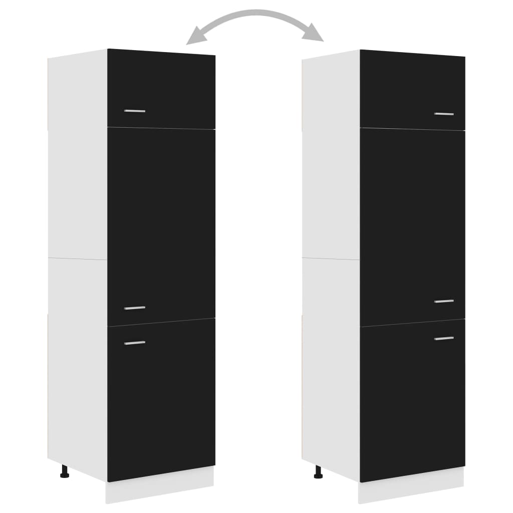 vidaXL Refrigerator Cabinet Black 60x57x207 cm Engineered Wood