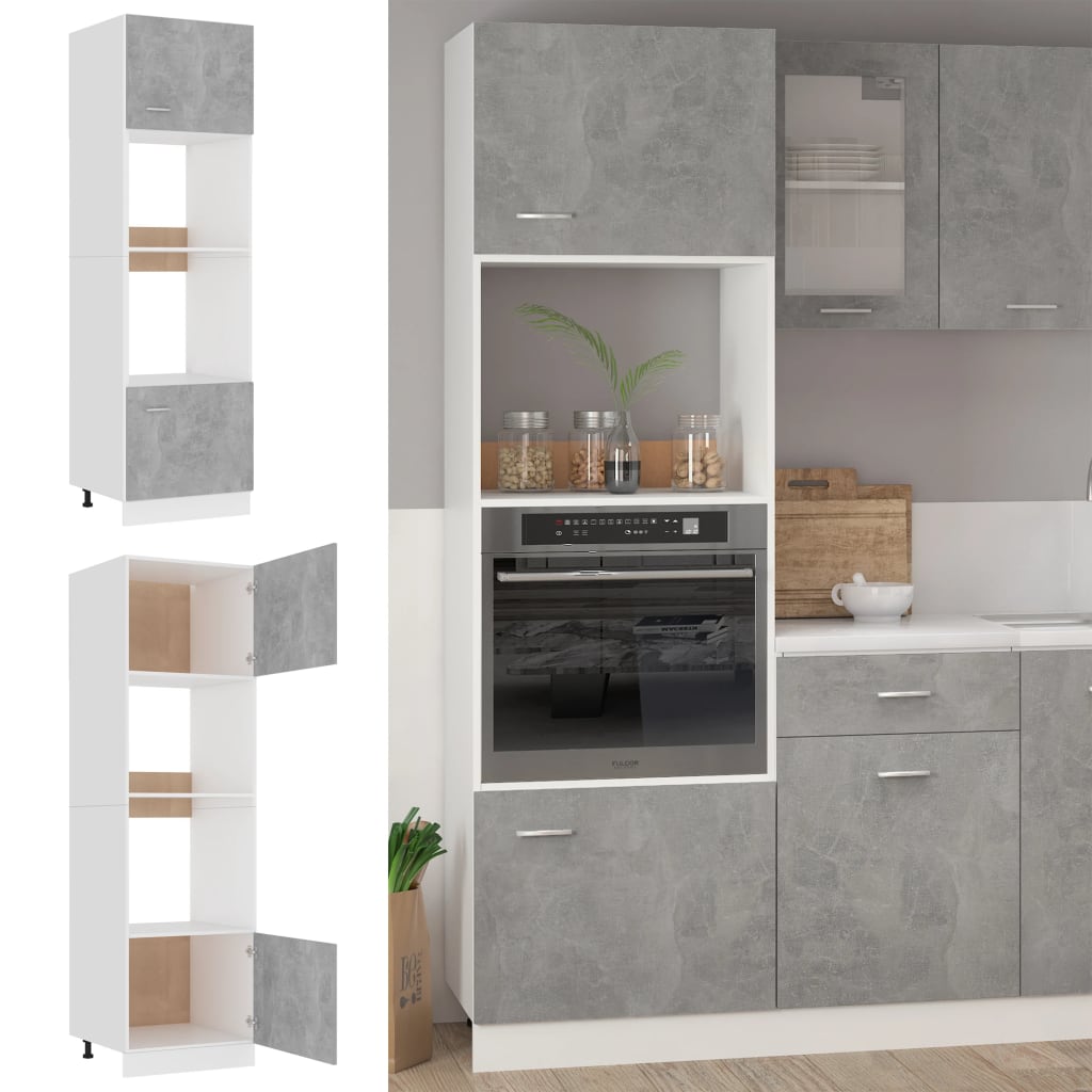 vidaXL Microwave Cabinet Concrete Grey 60x57x207 cm Engineered Wood