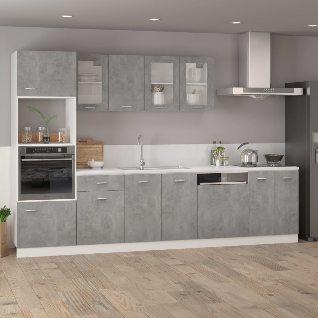 vidaXL Microwave Cabinet Concrete Grey 60x57x207 cm Engineered Wood