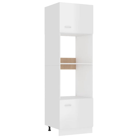 vidaXL Microwave Cabinet High Gloss White 60x57x207 cm Engineered Wood