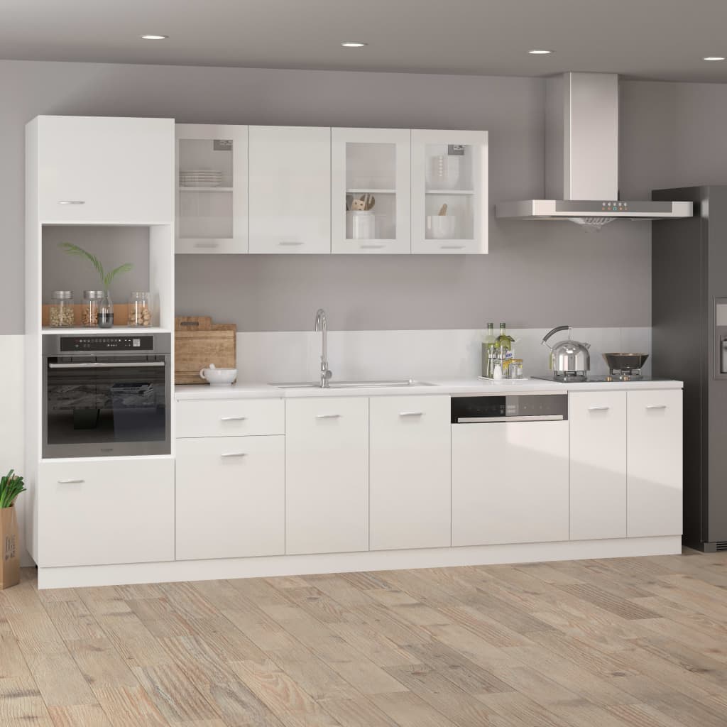 vidaXL Microwave Cabinet High Gloss White 60x57x207 cm Engineered Wood