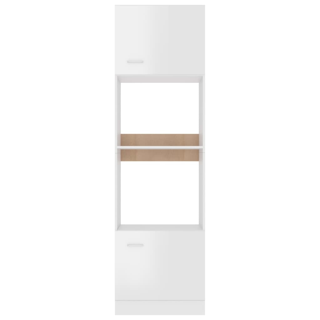 vidaXL Microwave Cabinet High Gloss White 60x57x207 cm Engineered Wood