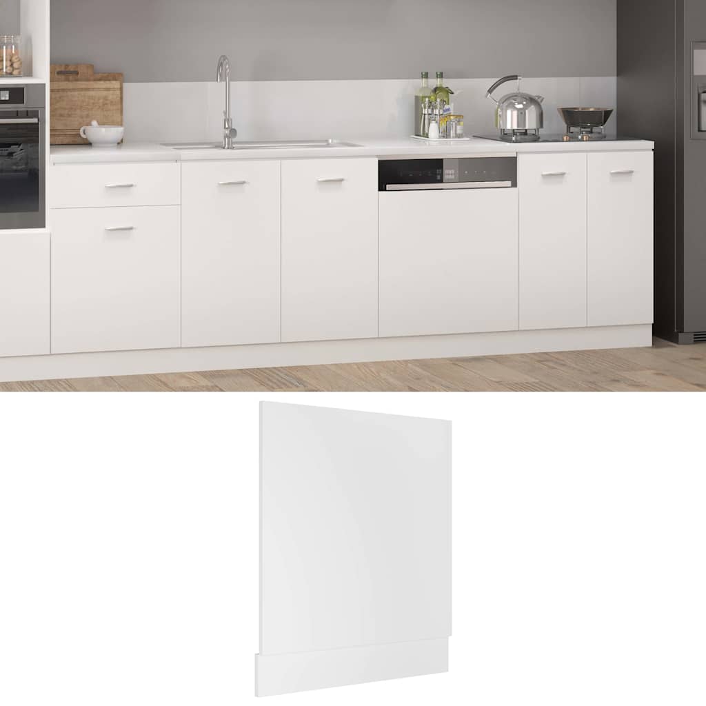802562 vidaXL Dishwasher Panel "Lyon" White 59,5x3x67 cm Engineered Wood