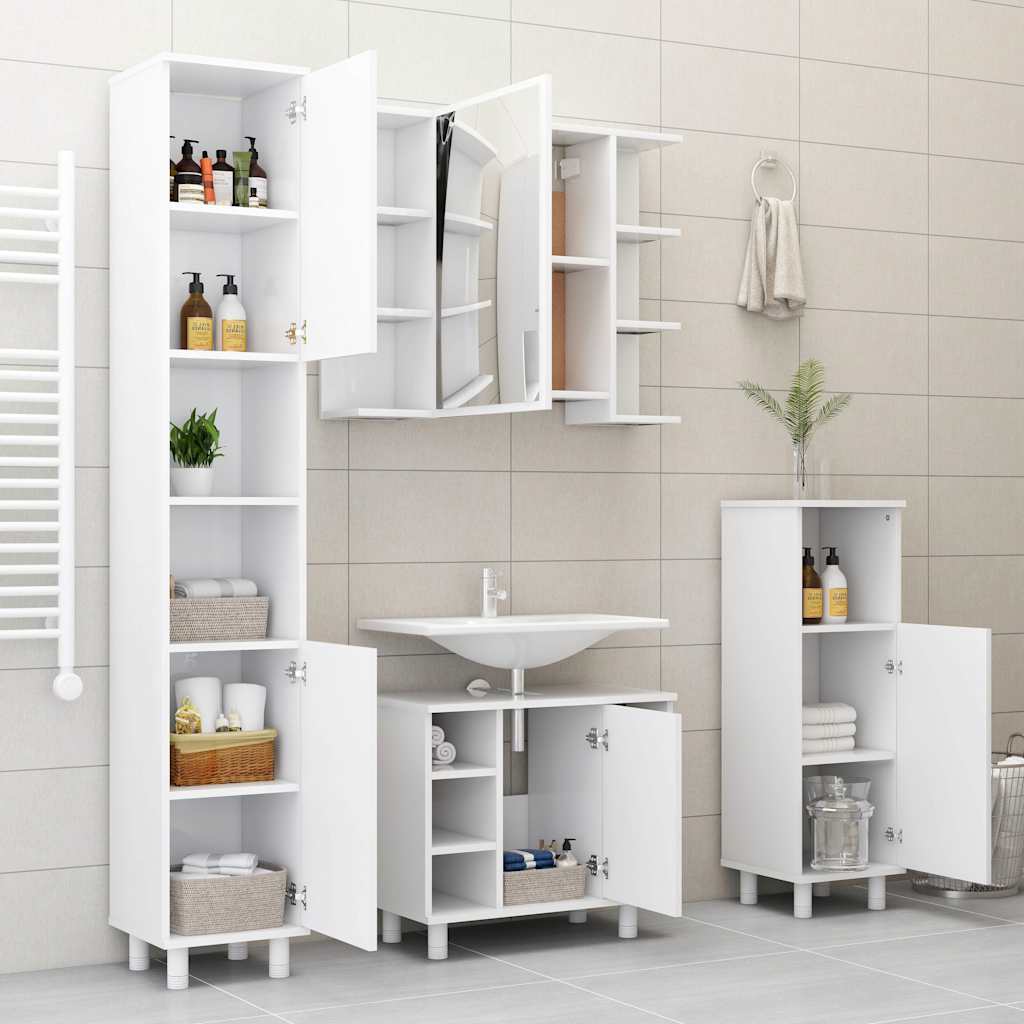 802615 vidaXL Bathroom Cabinet White 30x30x95 cm Engineered Wood