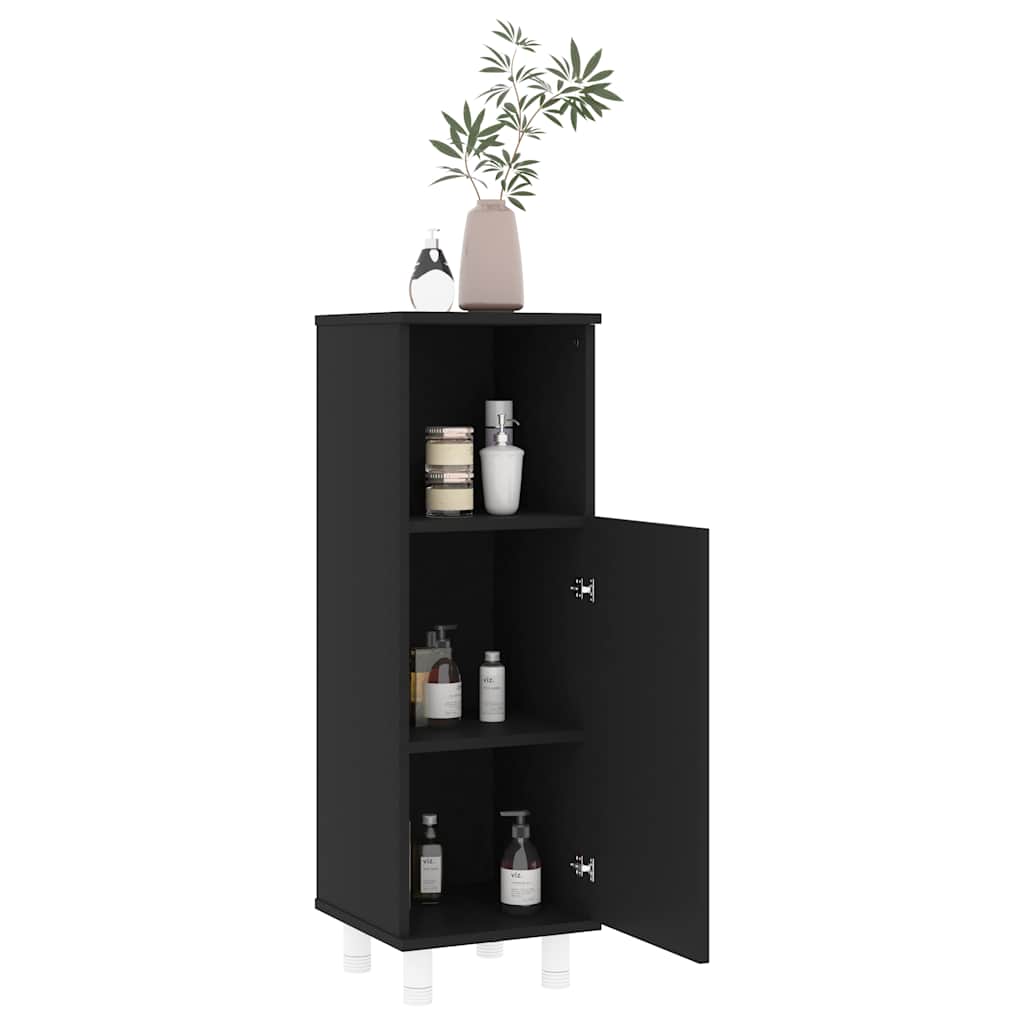 802616 vidaXL Bathroom Cabinet Black 30x30x95 cm Engineered Wood