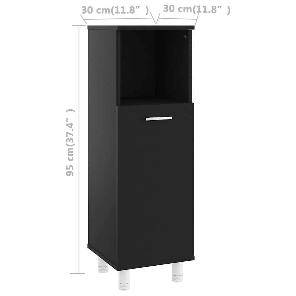 802616 vidaXL Bathroom Cabinet Black 30x30x95 cm Engineered Wood