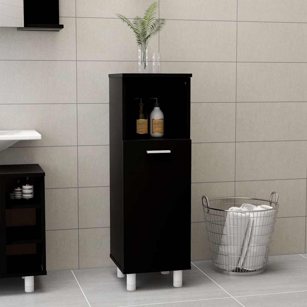 802616 vidaXL Bathroom Cabinet Black 30x30x95 cm Engineered Wood