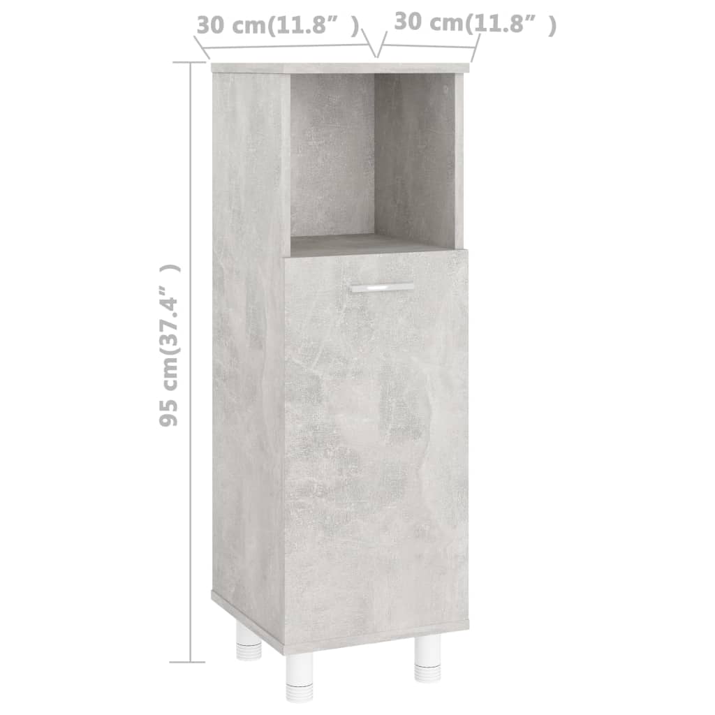 vidaXL Bathroom Cabinet Concrete Grey 30x30x95 cm Engineered Wood