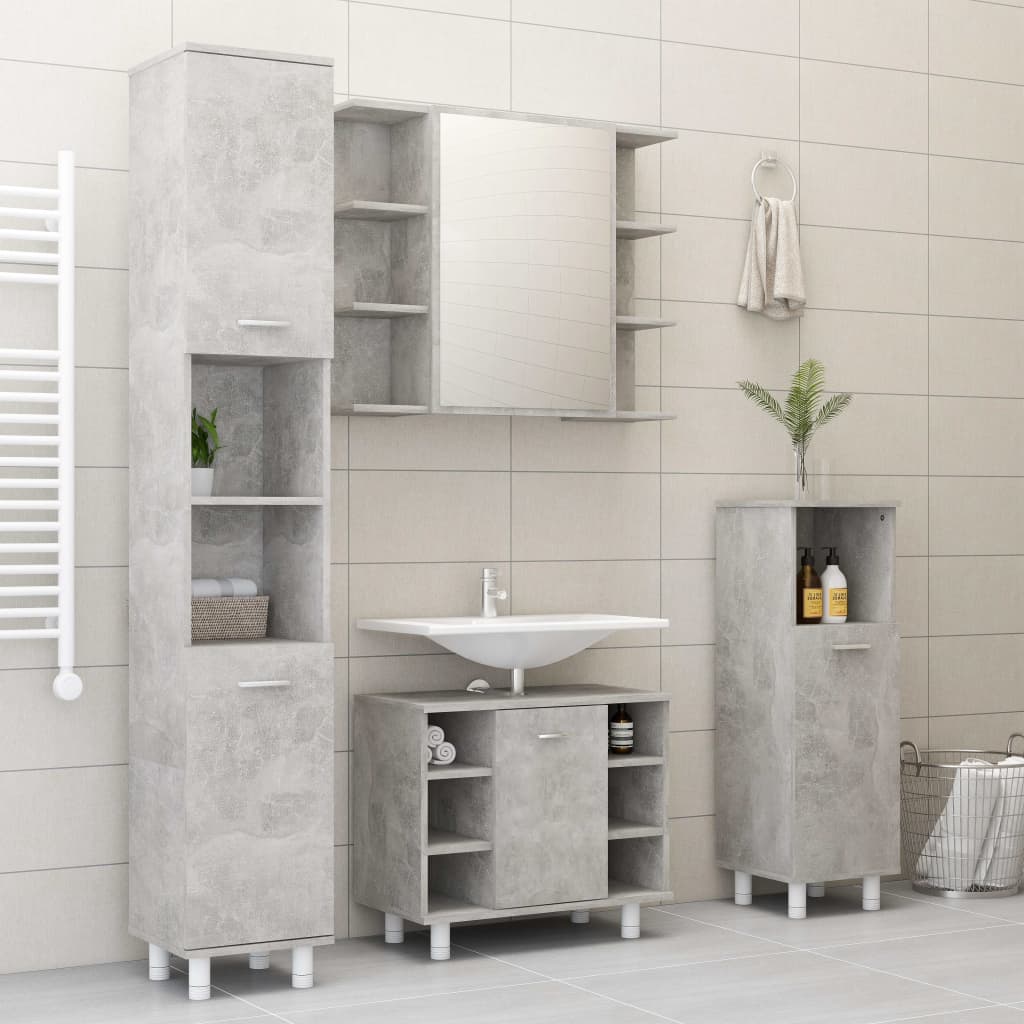 vidaXL Bathroom Cabinet Concrete Grey 30x30x95 cm Engineered Wood