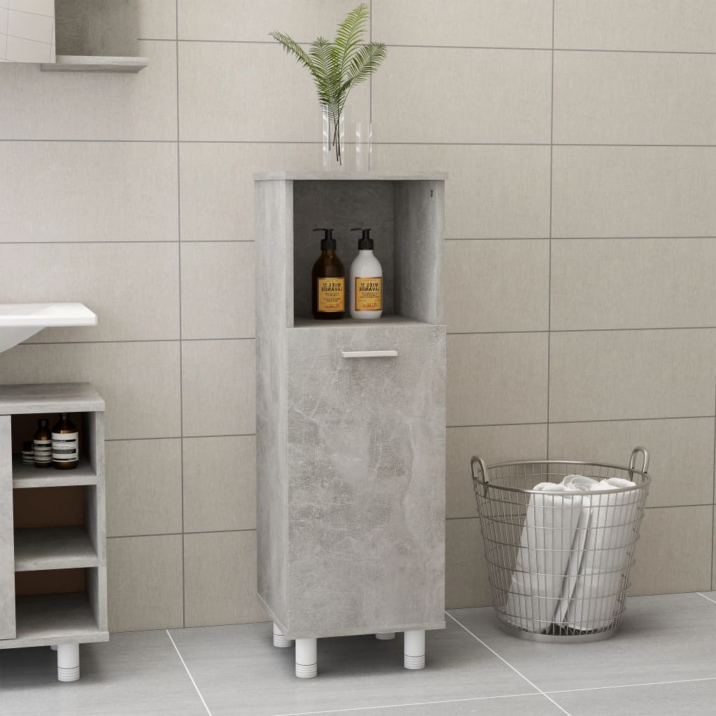 vidaXL Bathroom Cabinet Concrete Grey 30x30x95 cm Engineered Wood