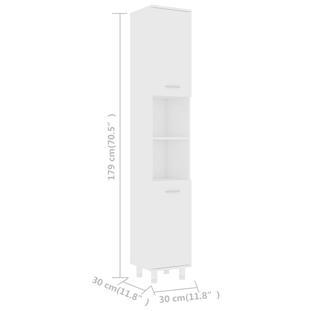 802624 vidaXL Bathroom Cabinet White 30x30x179 cm Engineered Wood